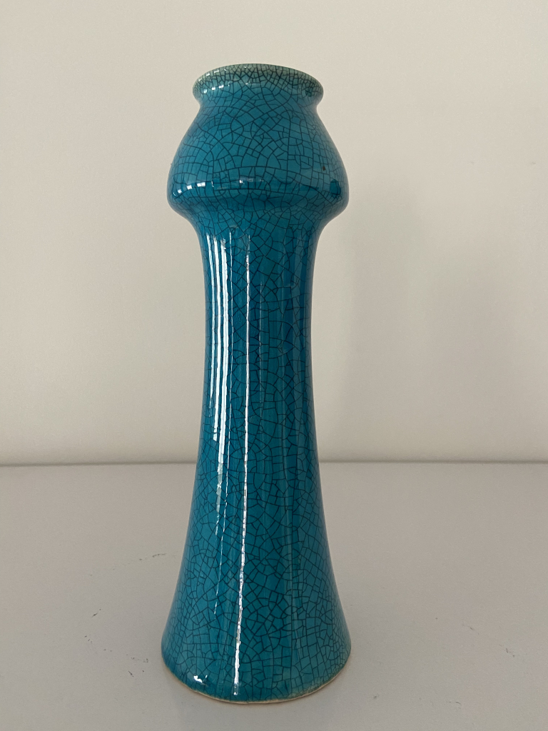 Lachenal vase bleu craquelé 