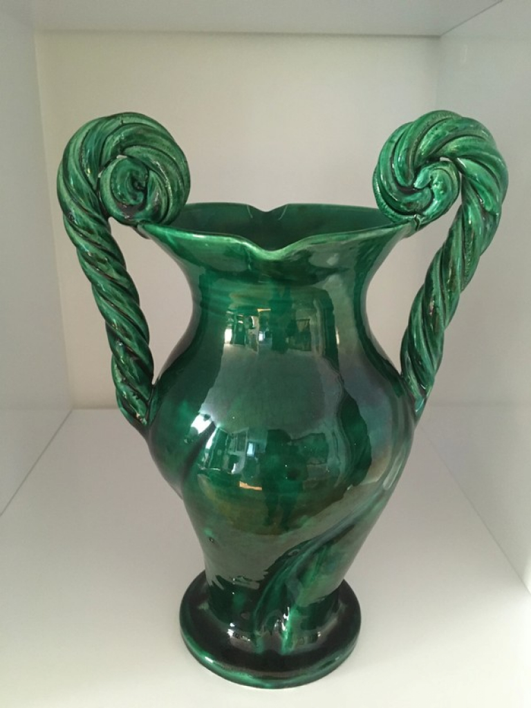 Vase en terre vernissée vert Vallauris